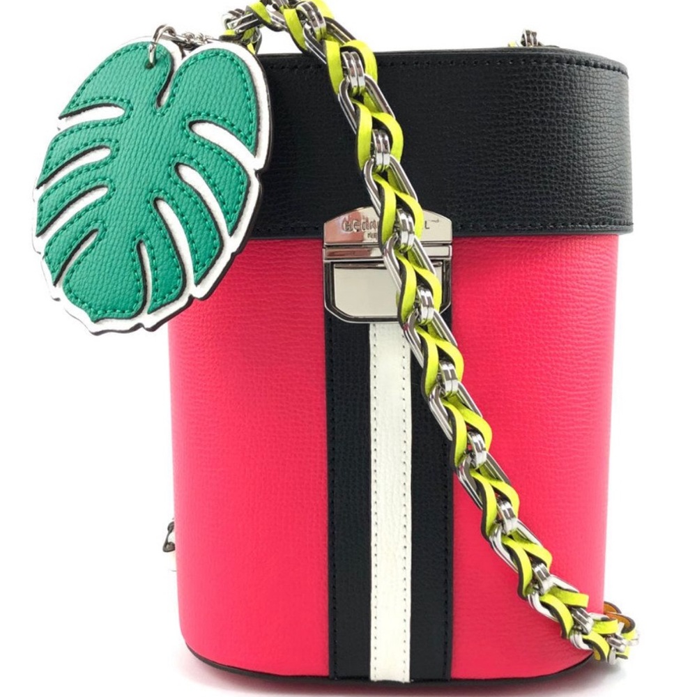 HENRI BENDEL Pink/Black Tropical Bucket Bag